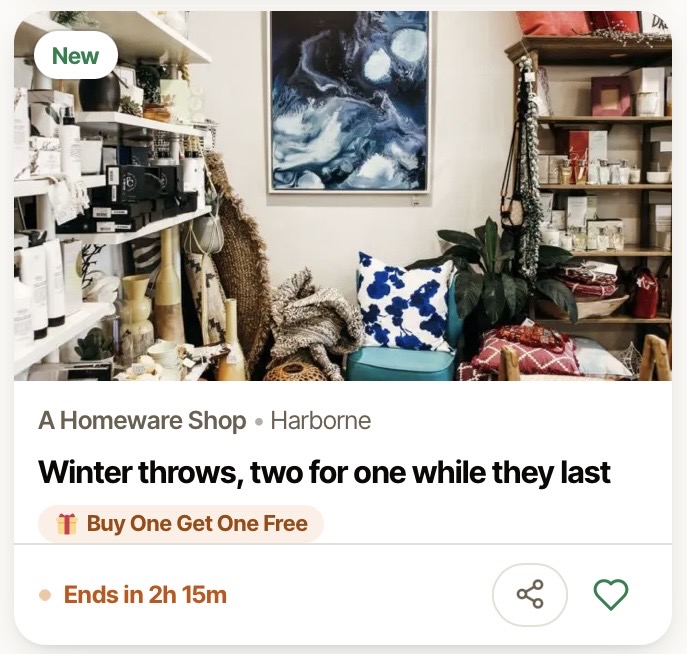 Example post from a homeware shop: winter throws, two for one